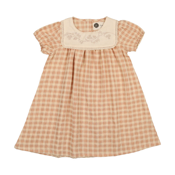 Shop maniere, Textured Plaid Dress Peach / 5Y