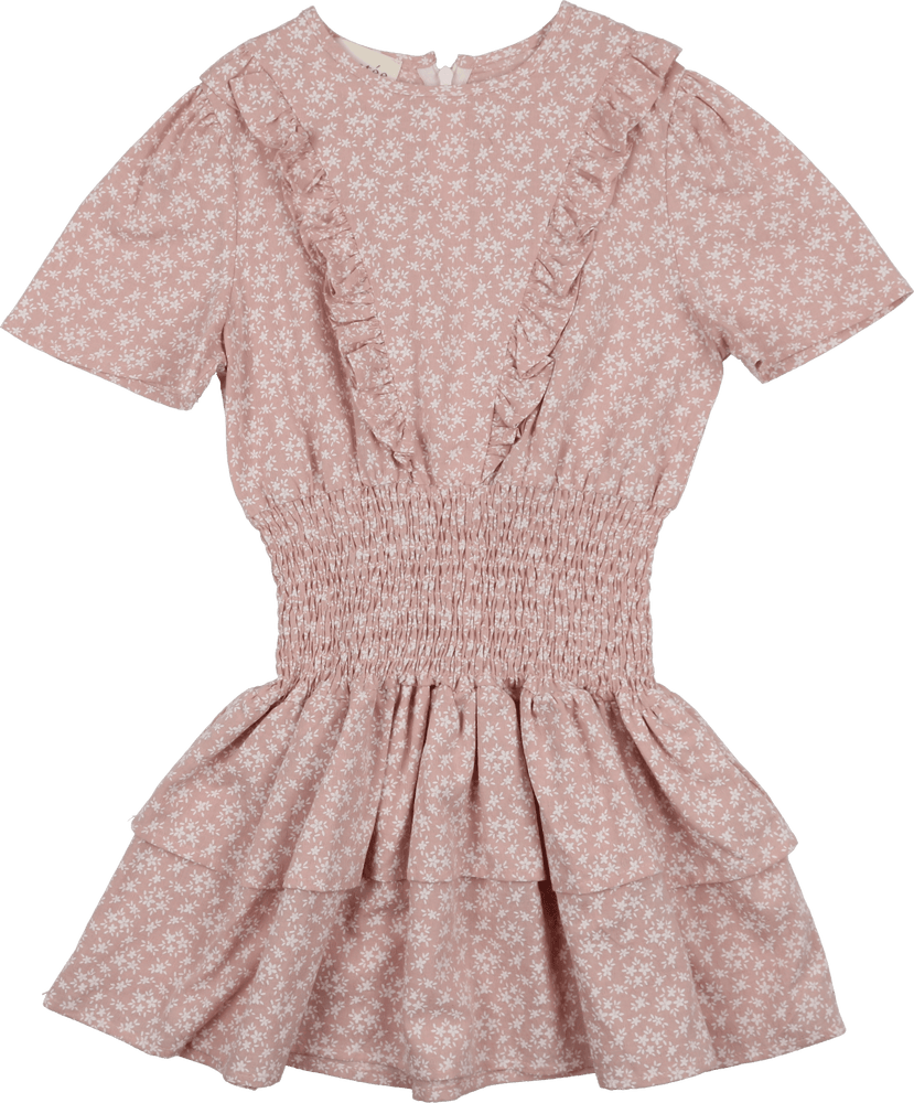 Textured Floral Short Sleeve Dress - Maniere