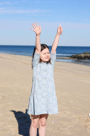 Tiered Flower 3/4 Sleeve Dress
