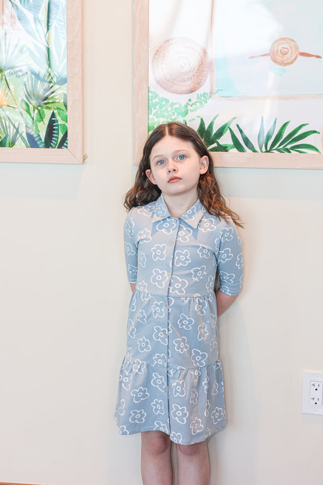 Tiered Flower 3/4 Sleeve Dress