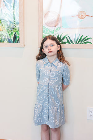 Tiered Flower 3/4 Sleeve Dress