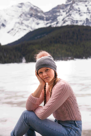 Triangle Color Block Hat With Faux Fur Pom, Hot Pink