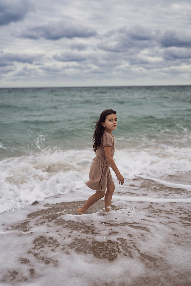Shop maniere, Beach Terry 3 4 Sleeve Dress Mauve / 6Y Shop maniere, Beach Terry 3 4 Sleeve Dress Mauve / 6Y