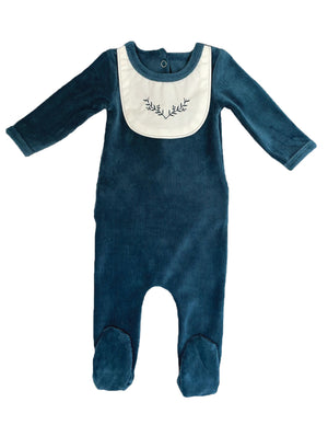 Boys Embroidered Bib Footie