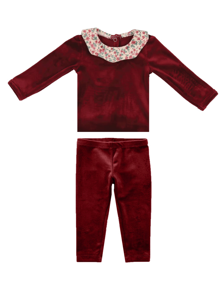 Girl's Velour Collar 2 Pc Set