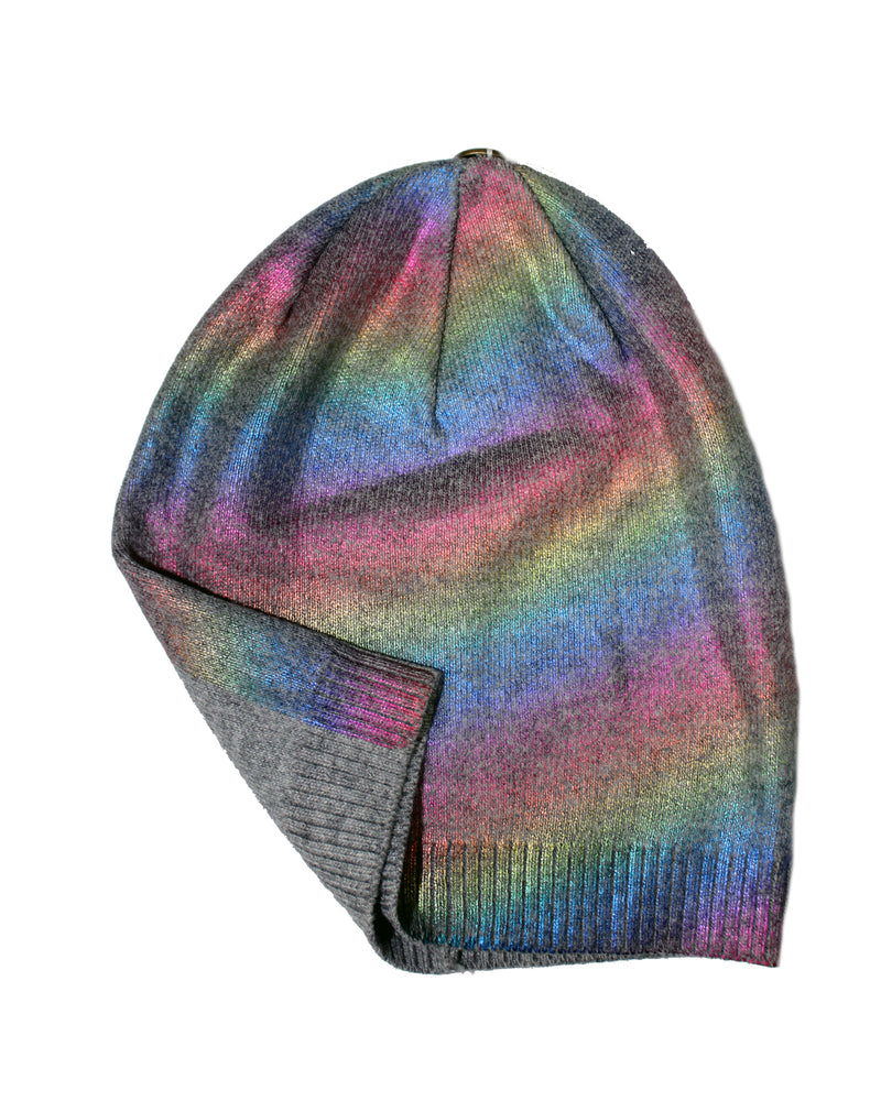 
            
                Load image into Gallery viewer, Rainbow Foil Hats With A Natural Genuine Fur Pom
            
        