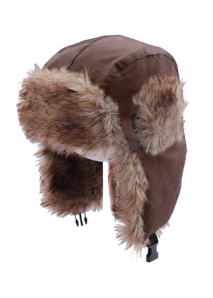 Faux Fur Trapper Hat, Dark Brown