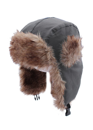 Faux Fur Trapper Hat, Grey