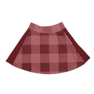 Corduroy Plaid Panel Skirt