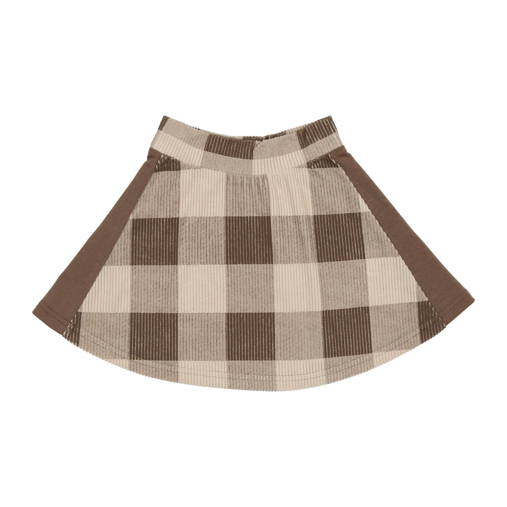 Corduroy Plaid Panel Skirt