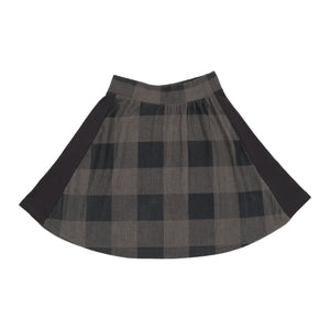 Corduroy Plaid Panel Skirt