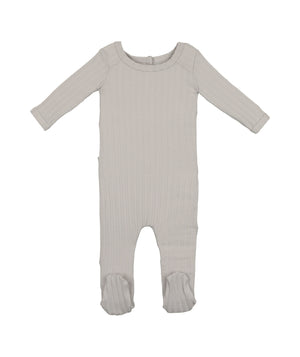 Ribbed Fine Cotton Footie Dusty Grey