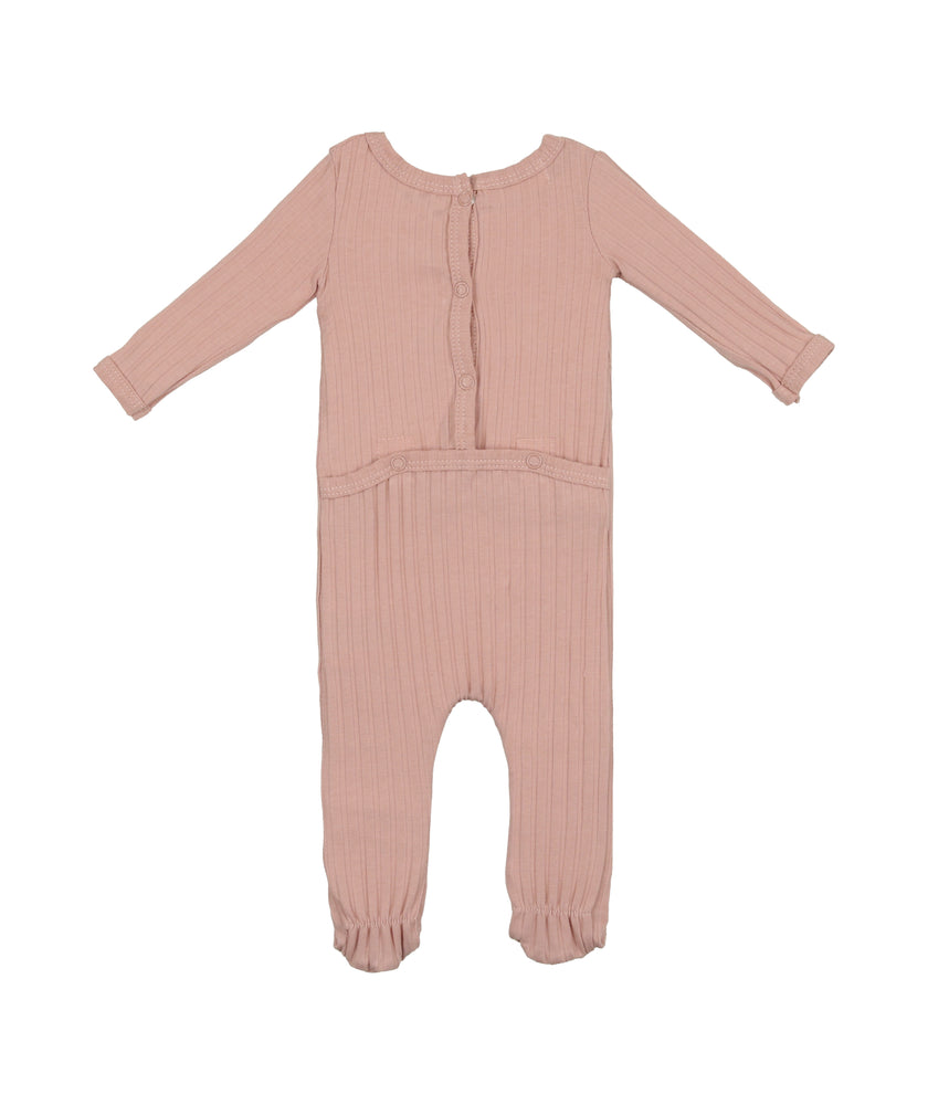 Ribbed Fine Cotton Footie Dusty Pink
