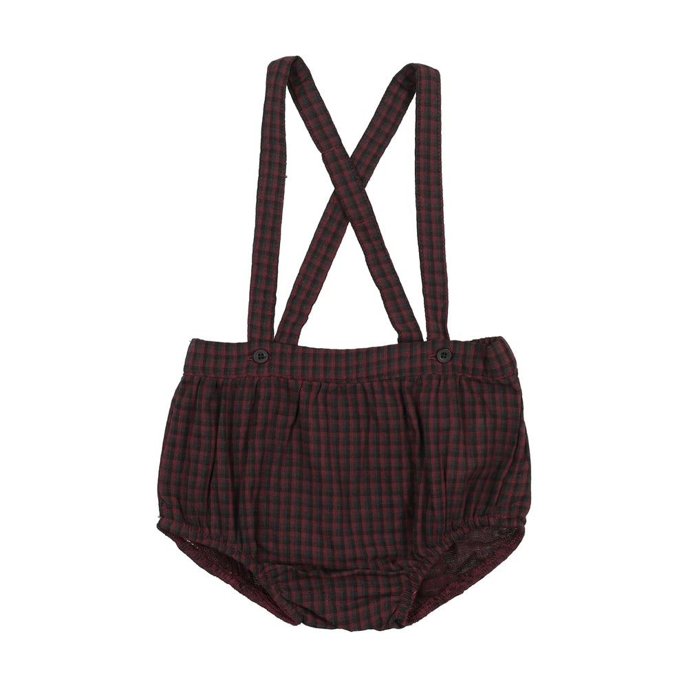 Plaid Collar Boys Overalls