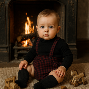 Plaid Collar Boys Overalls