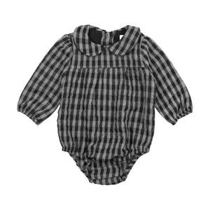 Plaid Collar Girls Romper