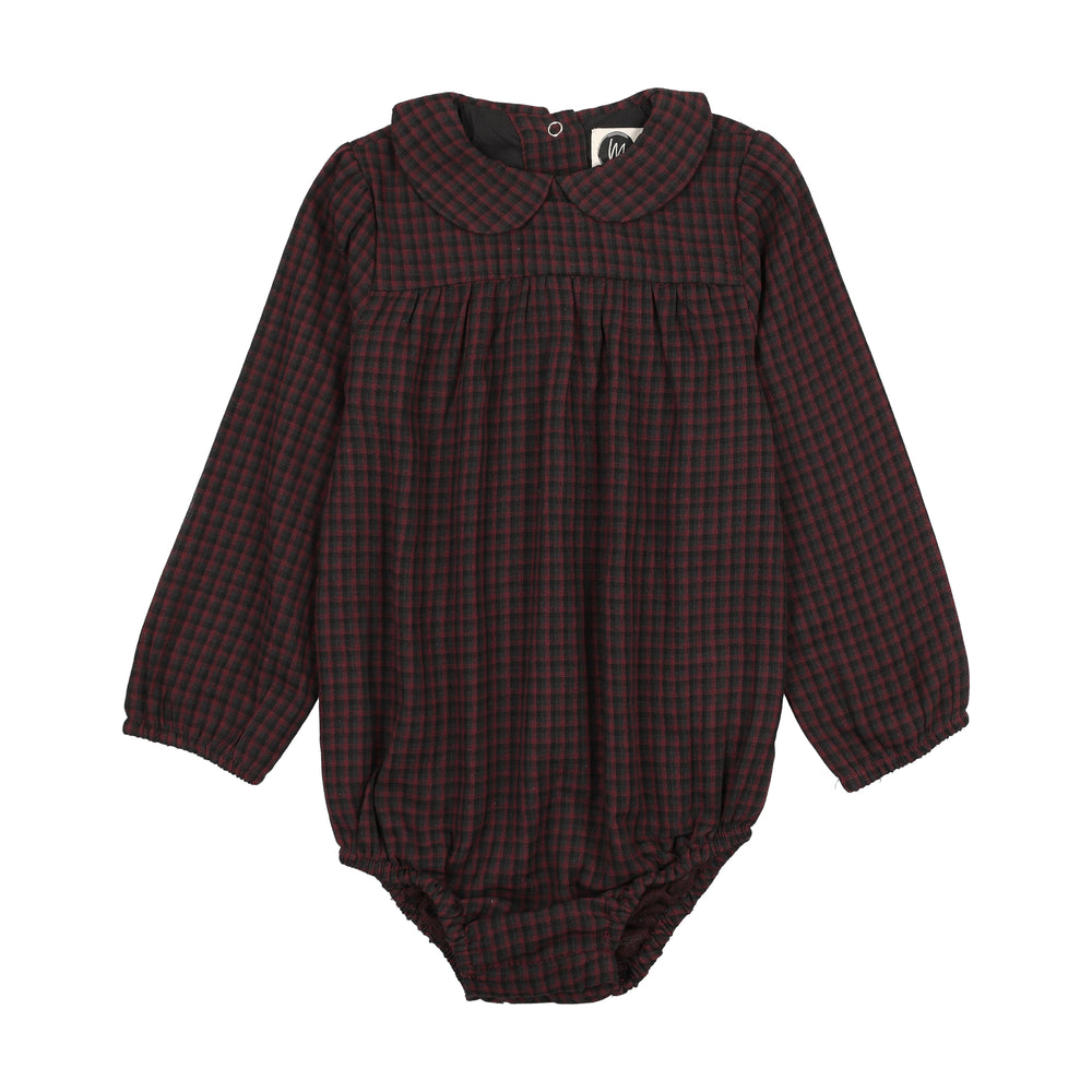 Plaid Collar Girls Romper