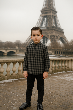 Plaid Collar Boys Shirt