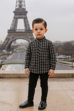 Plaid Collar Boys Shirt