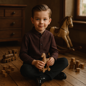 Plaid Collar Boys Shirt