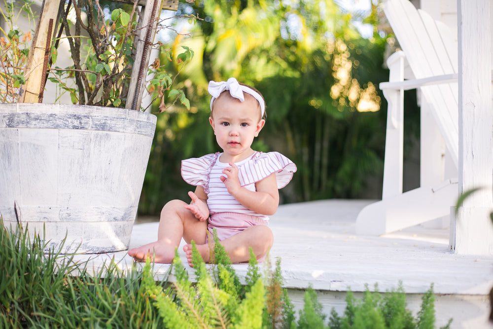 Ruffle Sleeve Striped Top With Bloomer