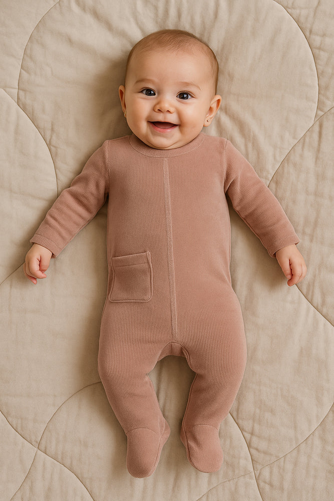 Ribbed Velour Footie