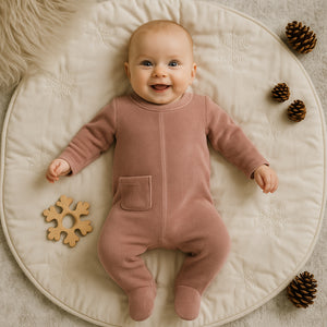 Ribbed Velour Footie