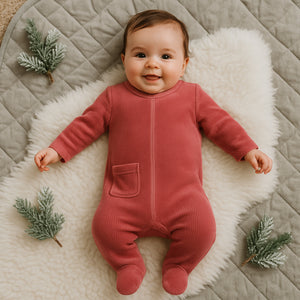Ribbed Velour Footie