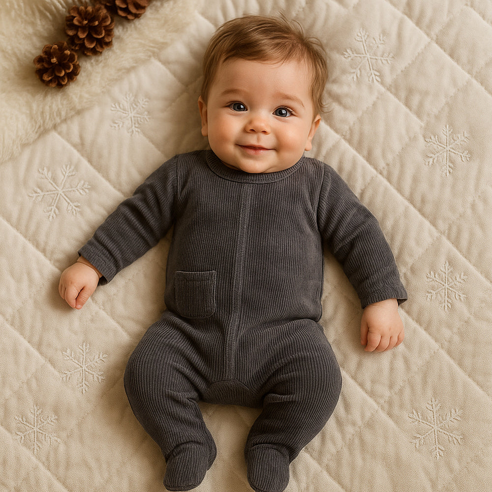 Ribbed Velour Footie