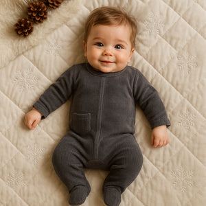 Ribbed Velour Footie