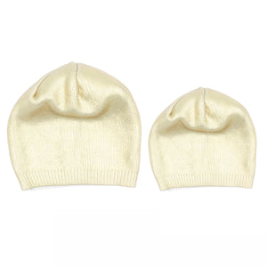 Metallic Stamp Wool Beanie, Gold