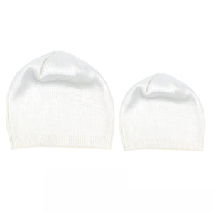 Metallic Stamp Wool Beanie, Silver