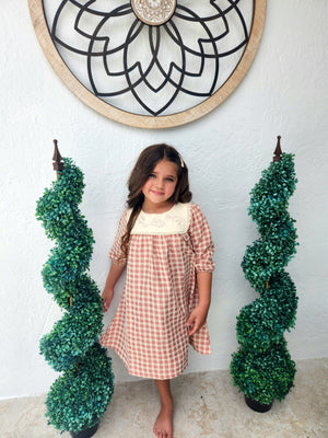 Textured Plaid Long Sleeve Dress