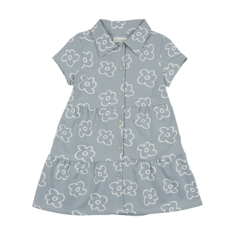 Tiered Flower Short Sleeve Dress