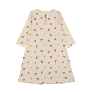 Floral Ribbed 3/4 Sleeve Dress