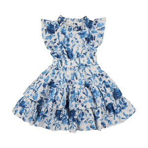 Blue Garden Short Sleeve Dress