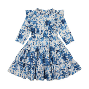 Blue Garden 3/4 Sleeve Dress