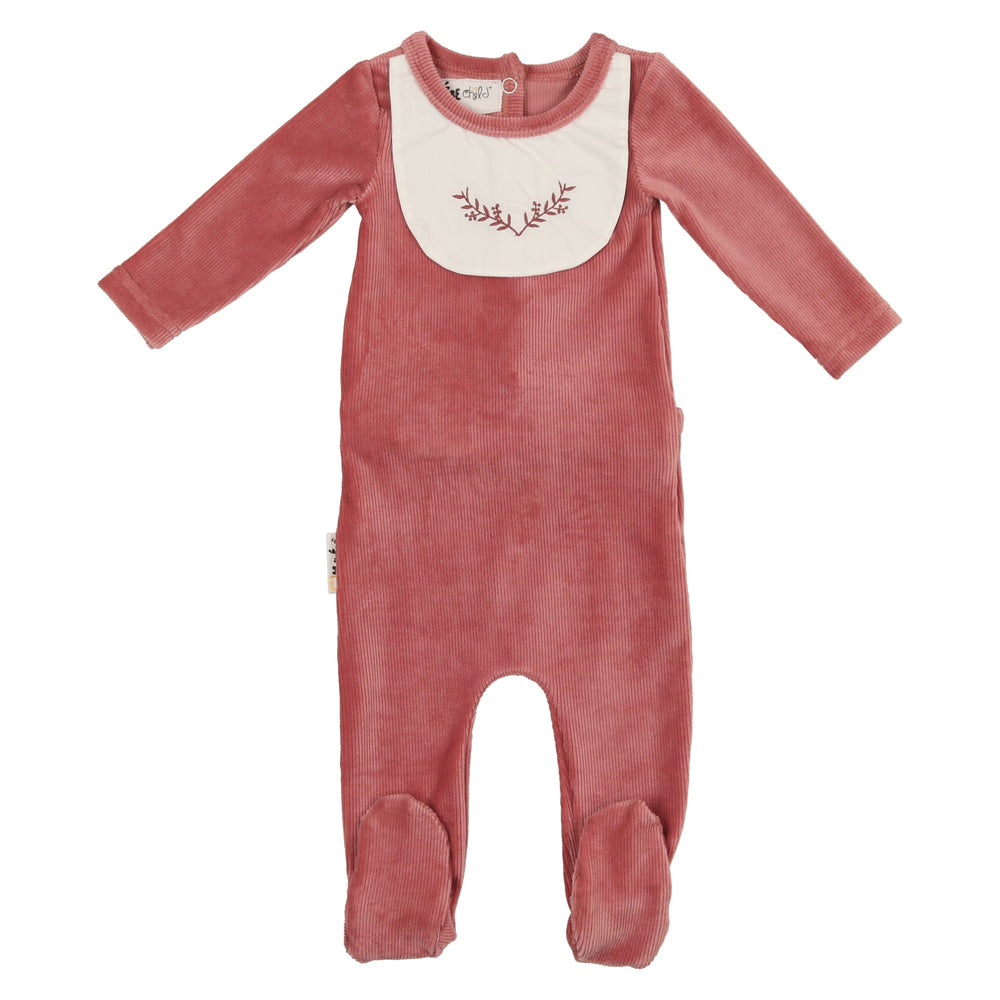 Girls Embroidered Bib Footie