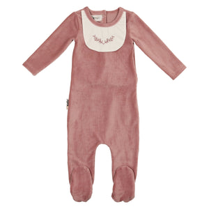 Girls Embroidered Bib Footie