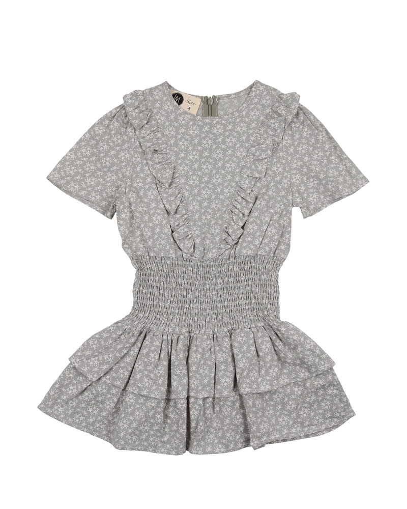 Textured Floral Short Sleeve Dress