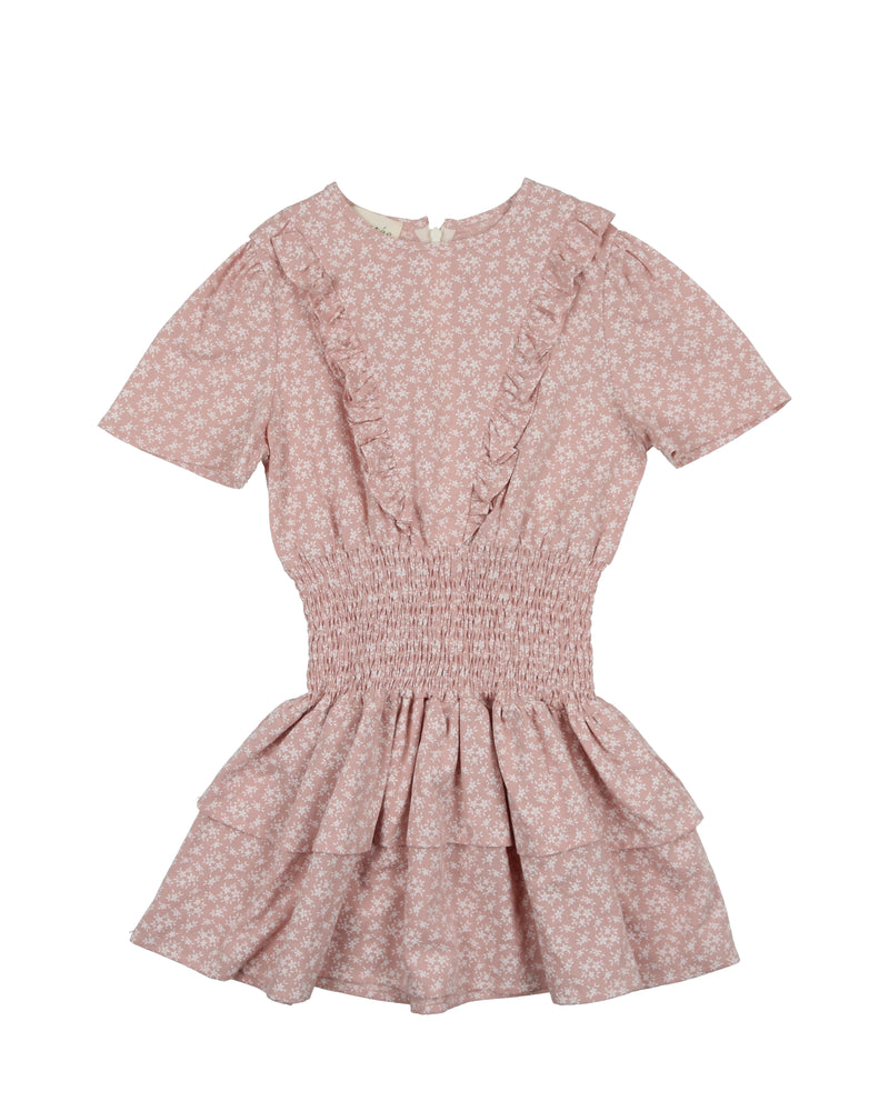 Textured Floral Short Sleeve Dress