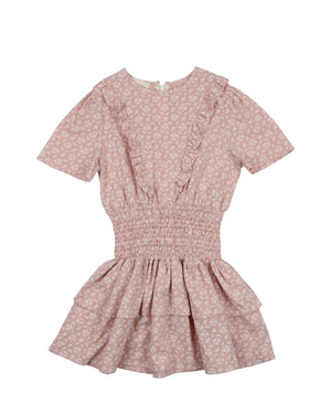 Textured Floral Short Sleeve Dress