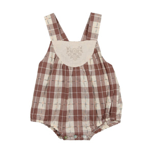 Embroidered Windowpane Romper