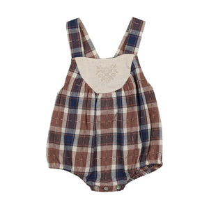 Embroidered Windowpane Romper