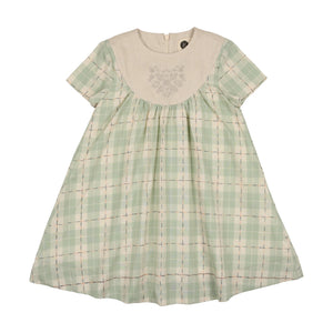Embroidered Windowpane Dress