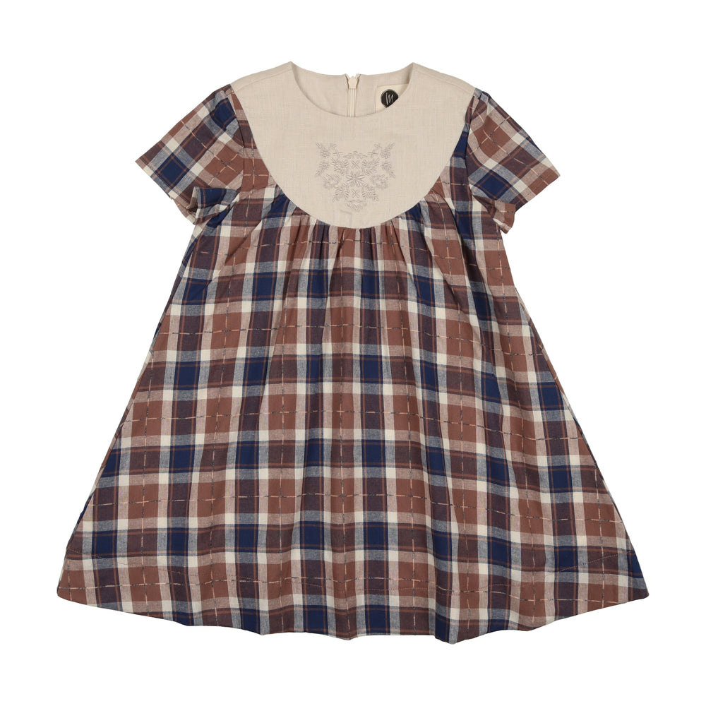 Embroidered Windowpane Dress