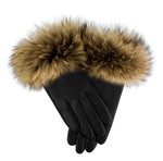 Raccoon-Fur-Leather-Glove Premium Fur Manière Natural 