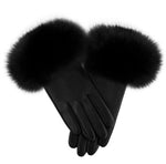Raccoon-Fur-Leather-Glove Premium Fur Manière Black 