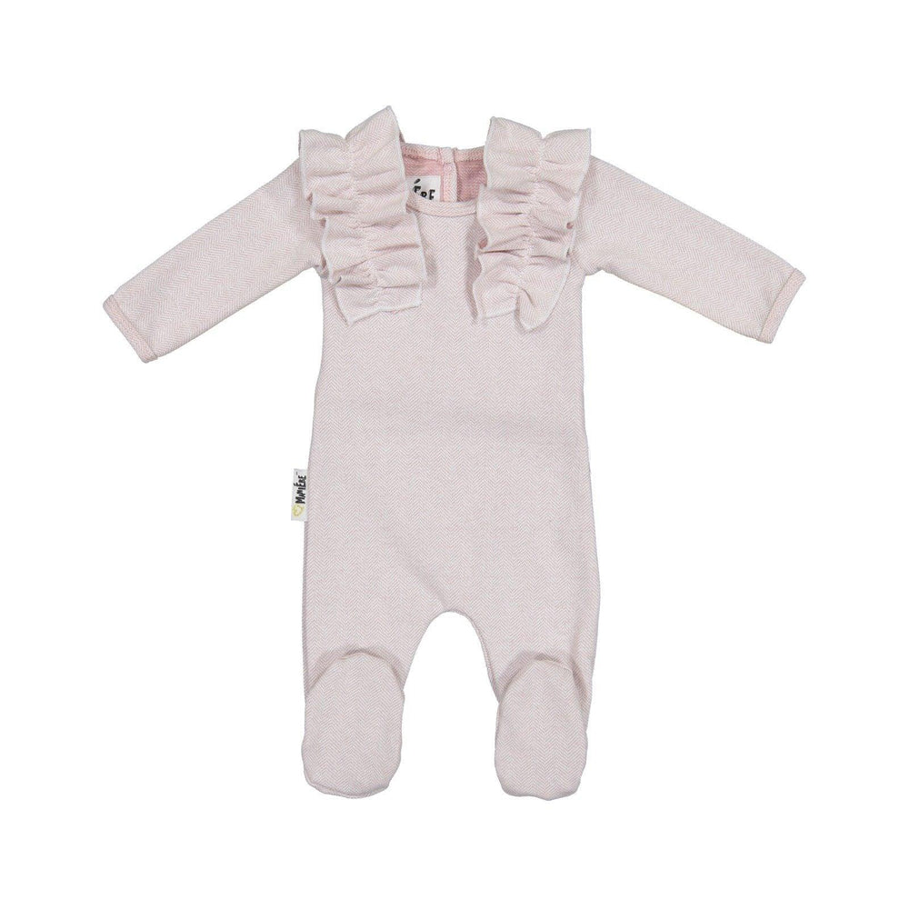 Herringbone Ruffle Footie Baby Footies maniere Accessories Mauve 3 Months 