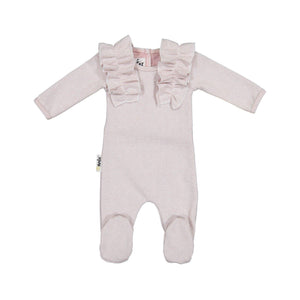 Herringbone Ruffle Footie Baby Footies maniere Accessories Mauve 3 Months 
